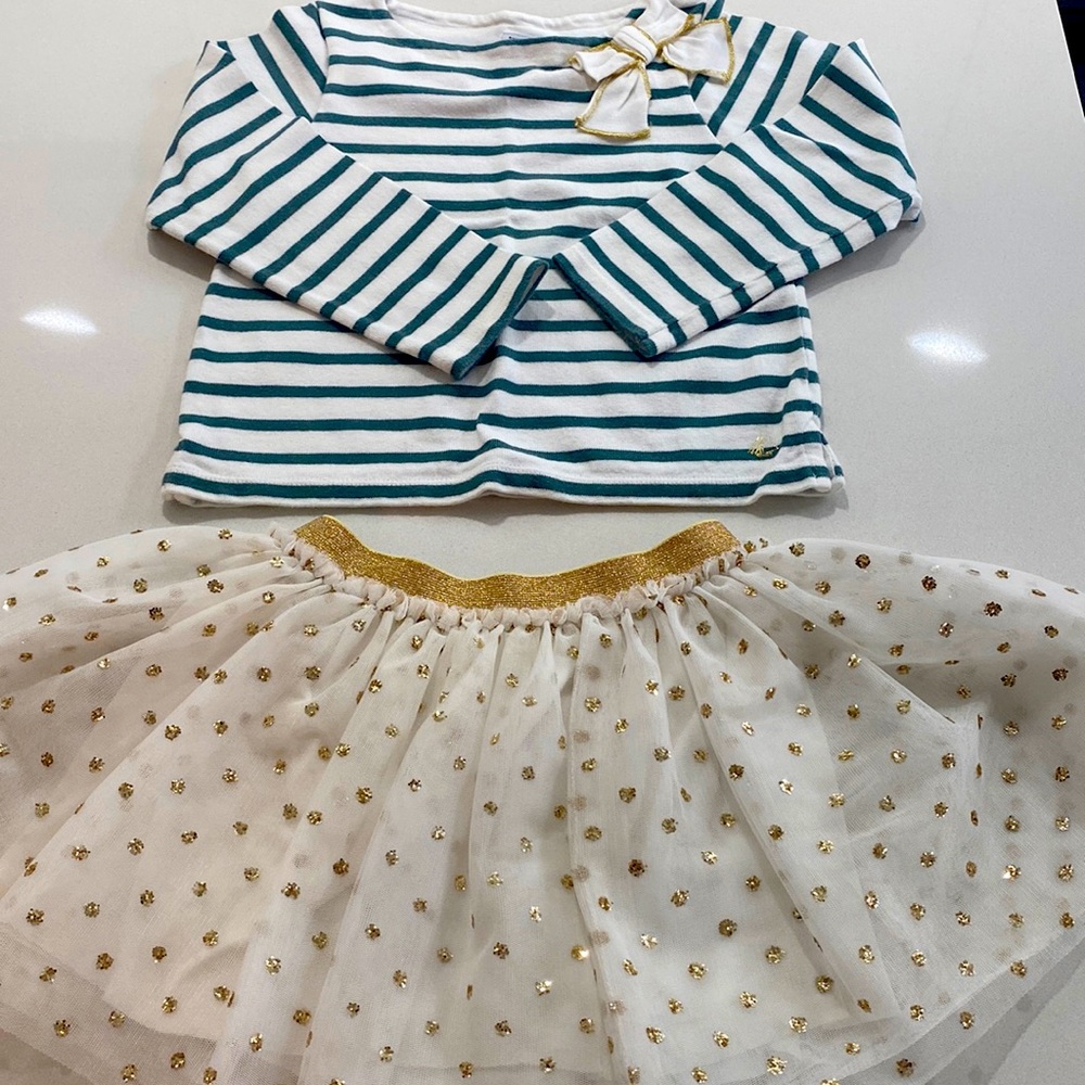 Petit Bateau cotton top and tulle skirt outfit - perfect condition.